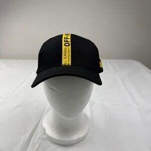 Off-White Industrial Belt Arrows Logo Baseball Cap Black Yellow Adjustable Hat